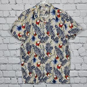 2/$30 Grayers Vintage Hawaiian Camp Shirt Midnight Tropic Print Size M